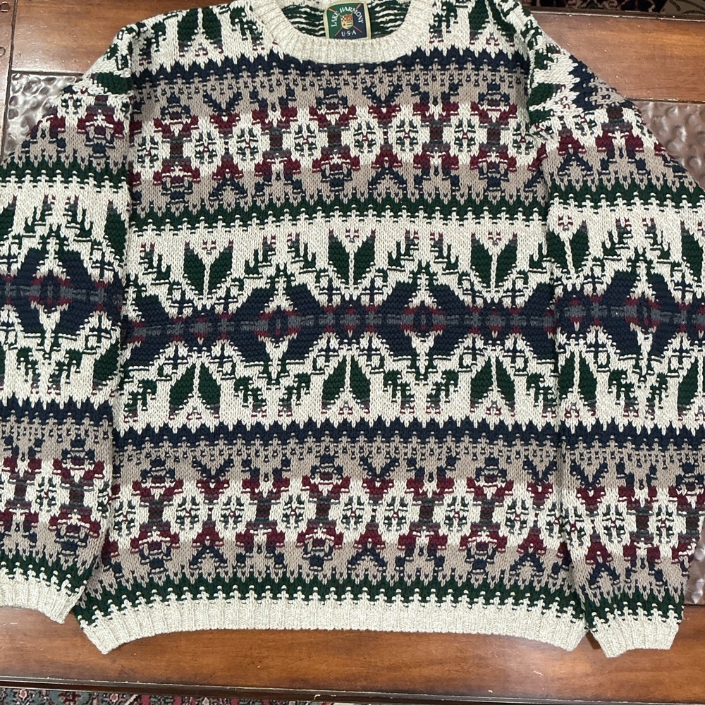 Vintage Lake Harmony Rowing Club Sweater Mens L  90s USA Cotton Y2K Snowflake